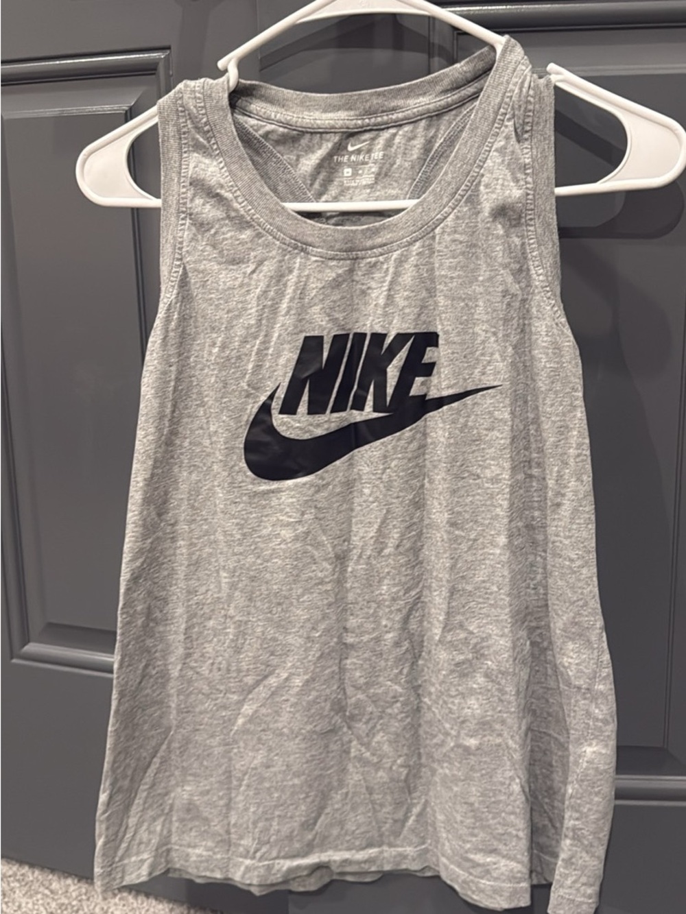 Nike Light Gray Tank with Black Swoosh